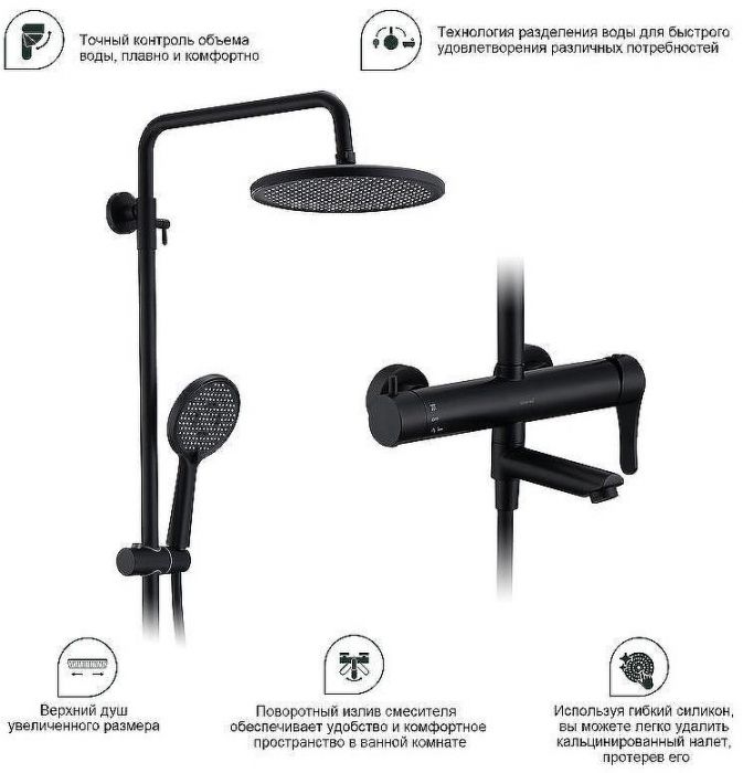 Душевая система Splenka S223.24.06 Черная матовая
