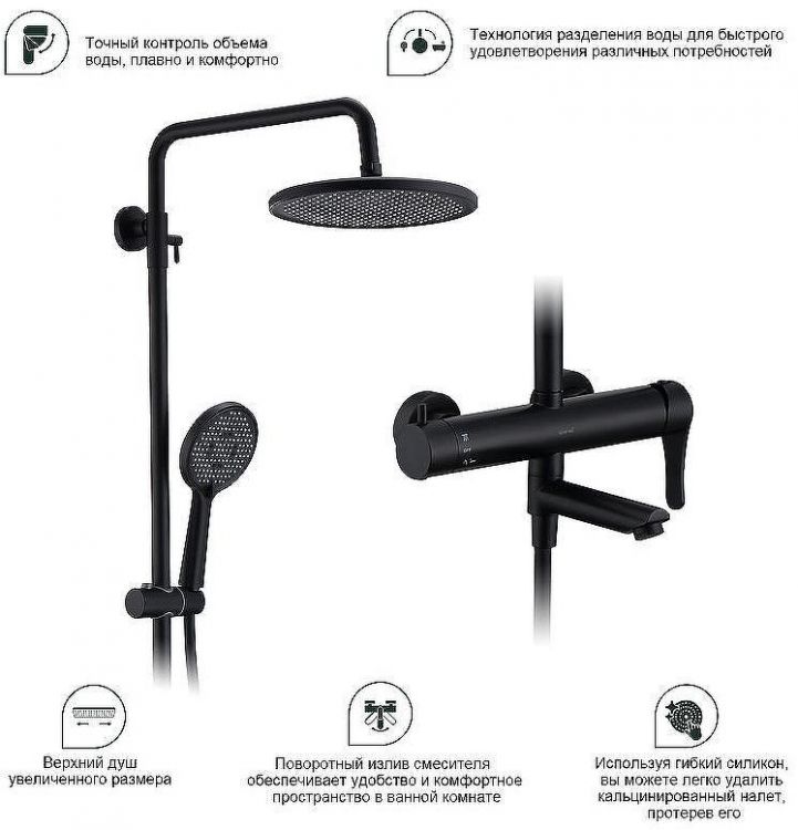 Душевая система Splenka S223.24.06 Черная матовая