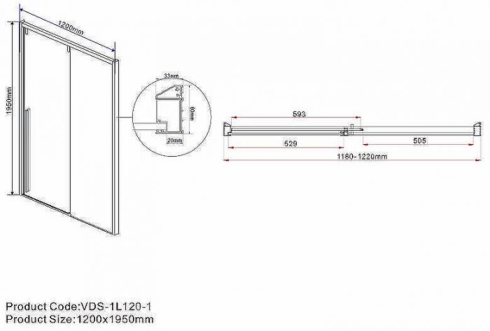 Душевая дверь Vincea Lugano 120 VDS-1L120CGB-1 профиль Черный стекло тонированное