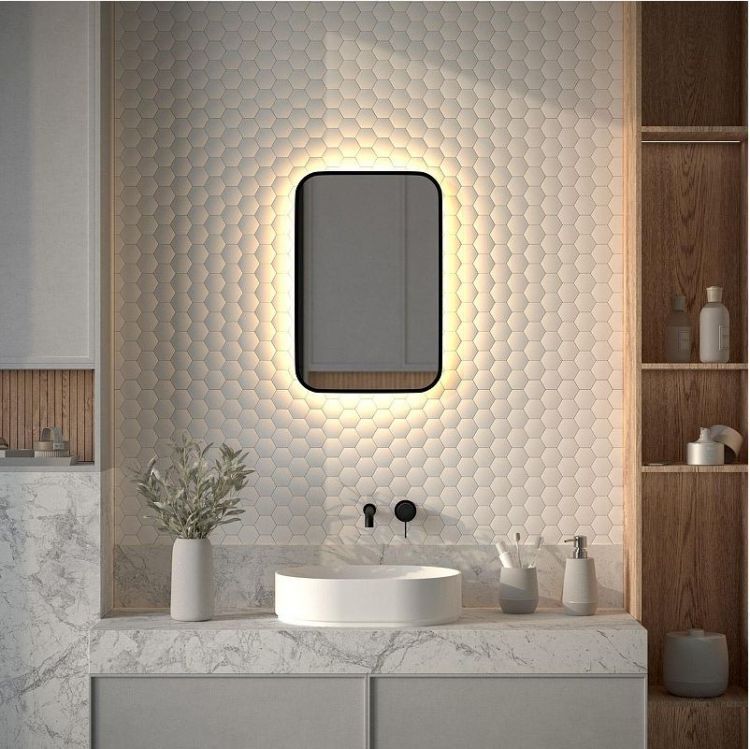 Зеркало Defesto Aura 40х60 DF 2972 с подсветкой 17W-3000K/Без выключателя/Теплый белый свет/Черная рама Зеркало Defesto Aura 40х60 DF 2972 с подсветкой 17W-3000K/Без выключателя/Теплый белый свет/Черная рама