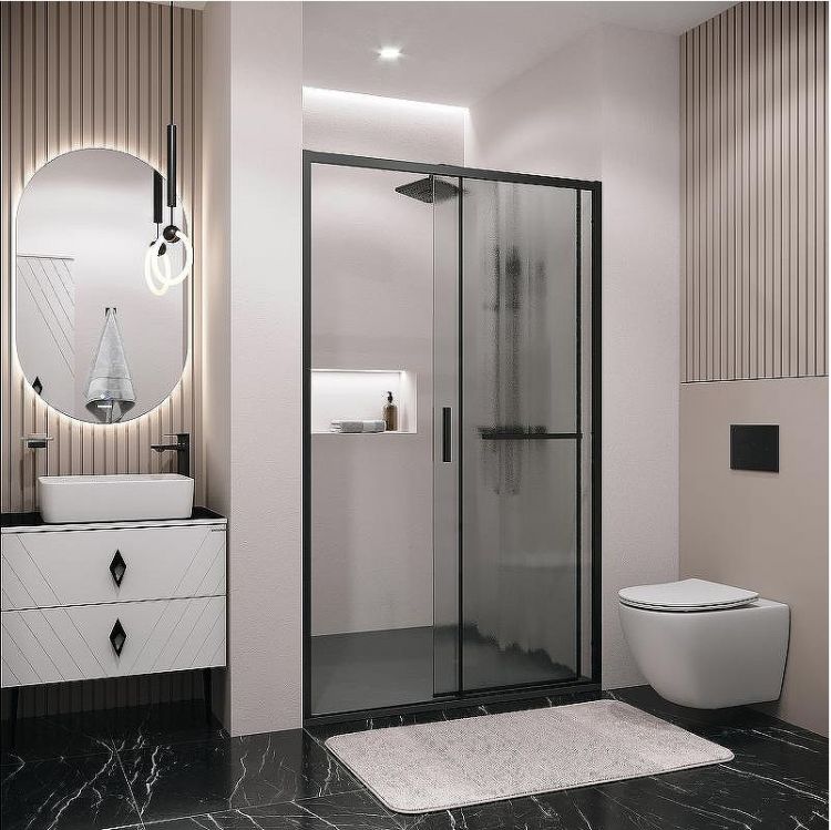 Душевая дверь Grossman Style 110 100.K33.05.110.21.02 профиль Черный матовый стекло шиншилла