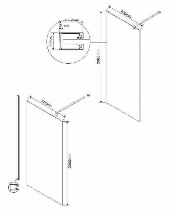 Душевая перегородка Vincea Walk-In 60 VSW-1H600CLB профиль Черный стекло прозрачное