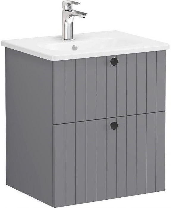 Тумба с раковиной Vitra Root Groove 60 69417 подвесная Серая матовая