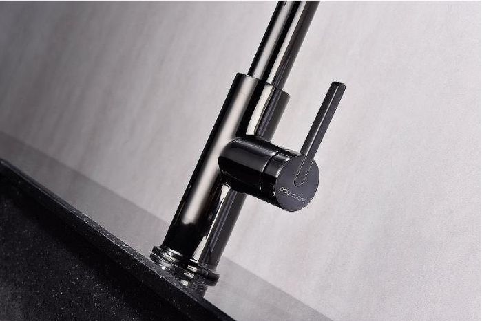 Смеситель для кухни Paulmark Tornado To213402-GB Черный глянцевый