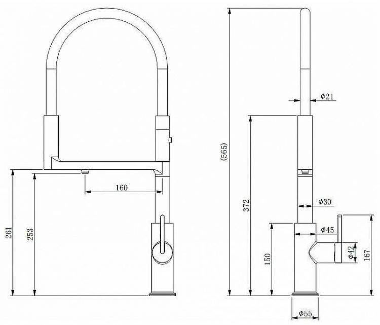 Смеситель для кухни Paulmark Tornado To213402-GB Черный глянцевый Смеситель для кухни Paulmark Tornado To213402-GB Черный глянцевый