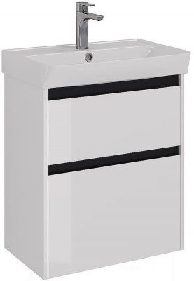 Тумба под раковину Lemark Combi 60 LM03C60T-black подвесная Белый глянец