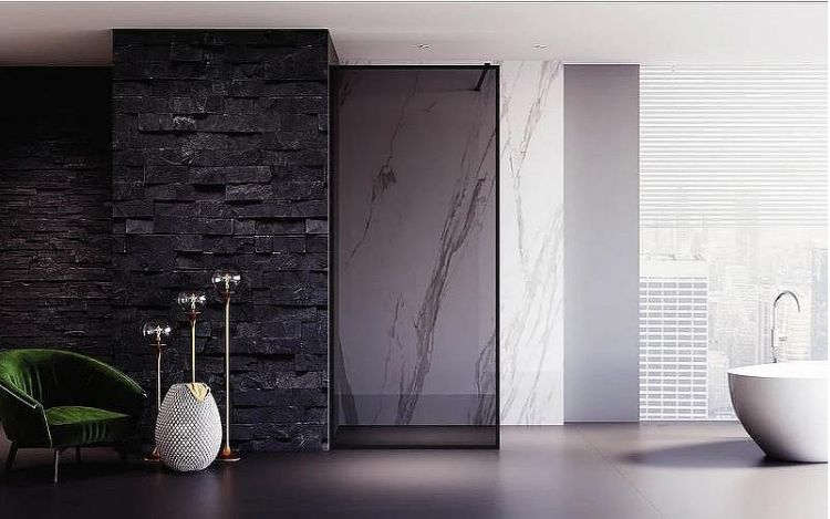 Душевая перегородка Veconi Korato KR-81BT 100 KR81BT-100-05-C4 профиль Черный матовый стекло тонированное