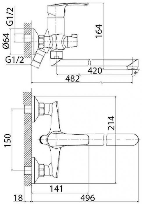 Смеситель для ванны Iddis Ray RAYSBL2i10WA универсальный Хром