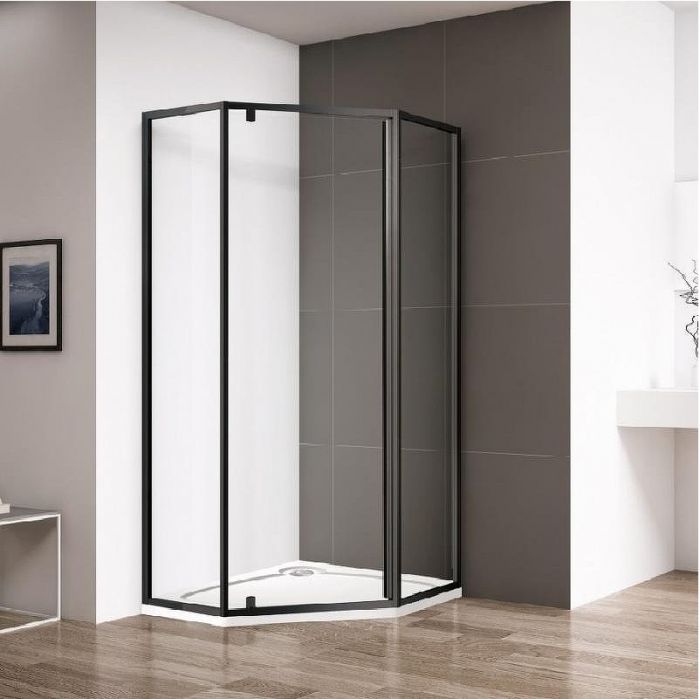 Душевой уголок Cezares Eco P-1 90х90 профиль Черный стекло прозрачное