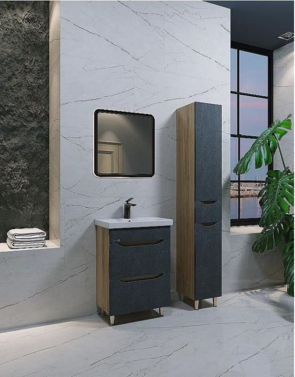 Шкаф пенал Bellezza Слим 30 R 4626502091429 Серый Натуральный дуб