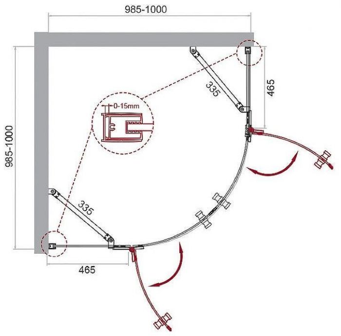 Душевой уголок BelBagno Kraft 100х100 KRAFT-R-2-100-C-Cr профиль Хром стекло прозрачное