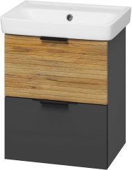 Тумба с раковиной Misty Форест 50 УТ000023195 подвесная Дуб Вотан Антрацит