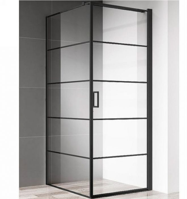 Душевой уголок AQUAme 80x80 R AQM5215-RH-8 профиль Черный матовый стекло прозрачное