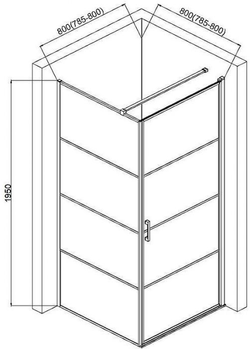 Душевой уголок AQUAme 80x80 R AQM5215-RH-8 профиль Черный матовый стекло прозрачное