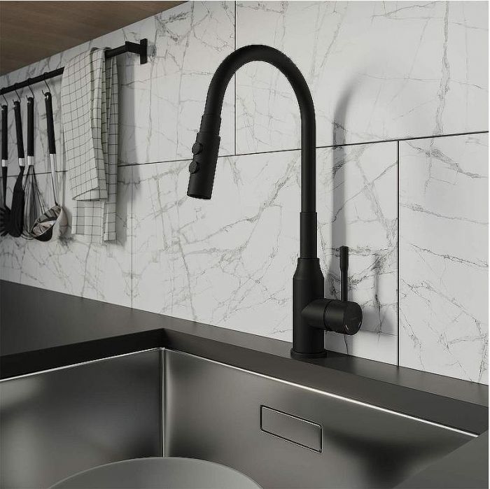 Смеситель для кухни Milardo Meal M01BL2FM05 Черный матовый