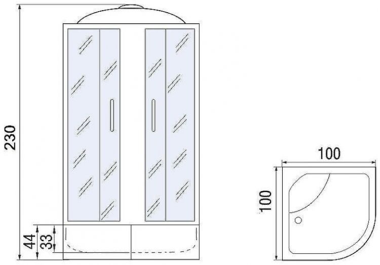 Душевая кабина Мономах XL 100x100x44 С МЗ 10000012115 без гидромассажа