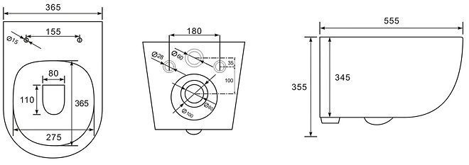 Унитаз Charus Torre Bianca EWC700-125W Skandenborg Rimless подвесной цвет Белый с сиденьем Микролифт