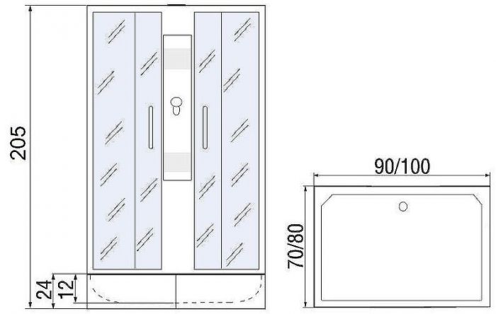 Душевая кабина River Quadro 100x80 МТ Б/К 10000002985 с поддоном
