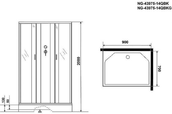 Душевая кабина Niagara Classic 90х70 NG-43975-14QBKG с гидромассажем
