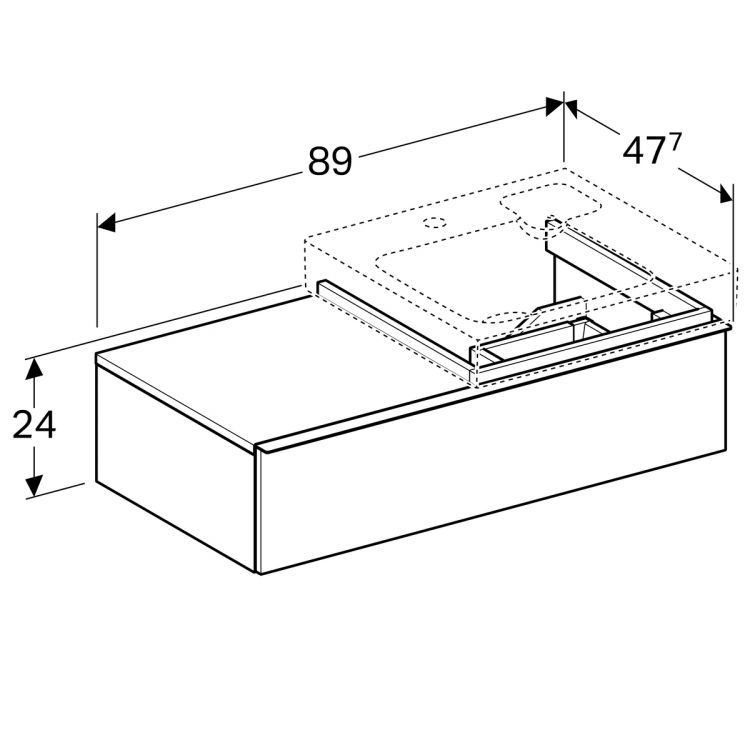 Тумба под раковину Geberit iCon, 89x48, белый глянец [840590000]