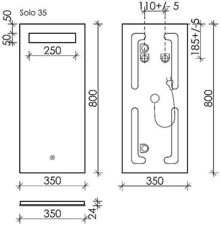 Зеркало Sancos Solo 35 SL35 с подсветкой с сенсорным выключателем