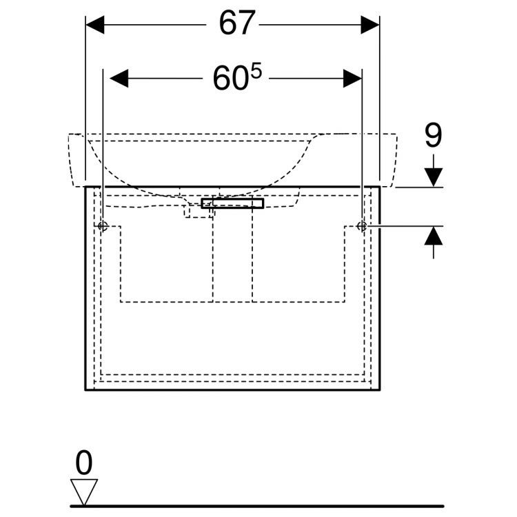 Тумба под раковину Geberit Renova Plan 670 мм, белый, совместим с раковиной 122180 [879130000]