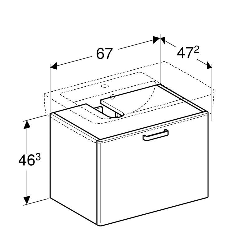 Тумба под раковину Geberit Renova Plan 670 мм, белый, совместим с раковиной 122180 [879130000]
