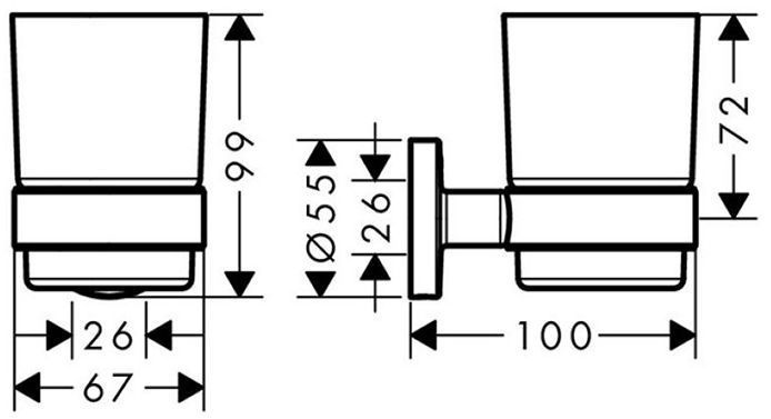 Hansgrohe Logis Universal Стакан для зубных щеток, подвесной, цвет: хром/белый