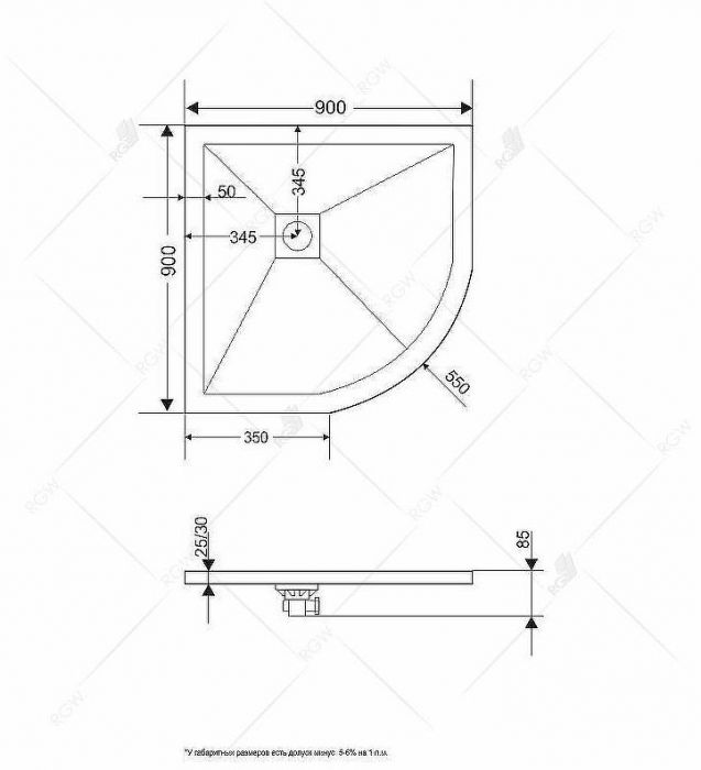 Душевой поддон из искусственного камня RGW Stone Tray ST/AL-G 100х100 16153100-02 Графит
