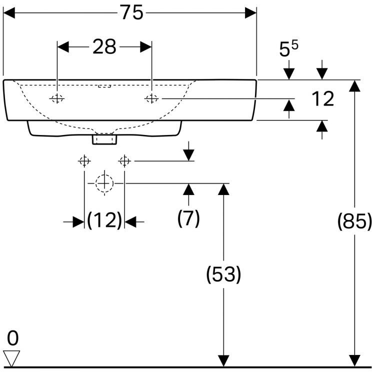 Раковина Geberit Renova Nr.1 Plan, 122180000