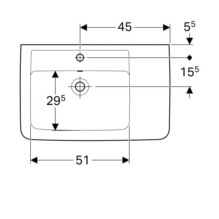 Раковина Geberit Renova Nr.1 Plan, 122180000
