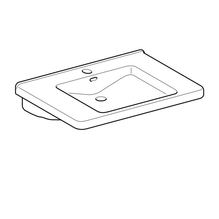 Раковина Geberit Renova Comfort 75х52.5 см, с отверстием под смеситель, с переливом [128575000]