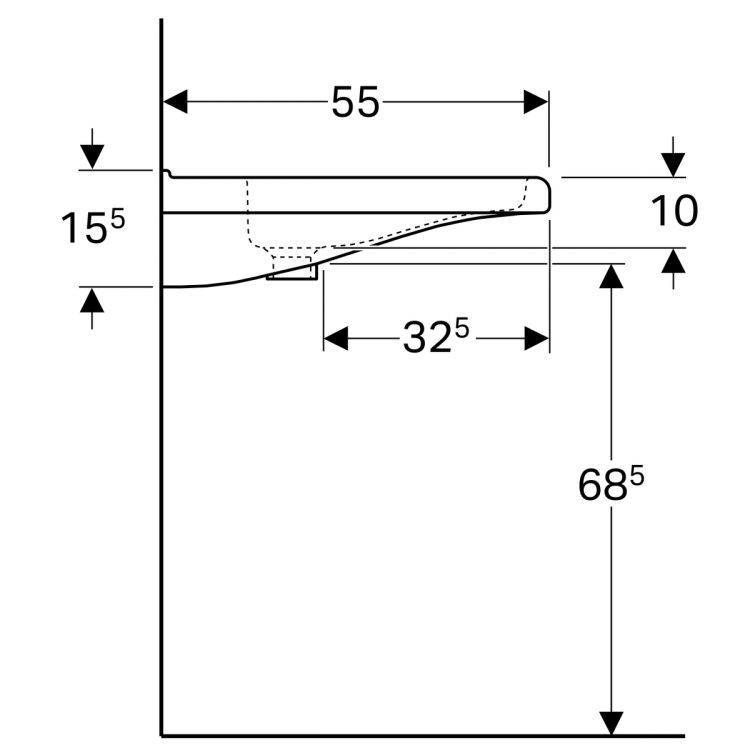 Раковина Geberit Renova Comfort 75х52.5 см, с отверстием под смеситель, с переливом [128575000]
