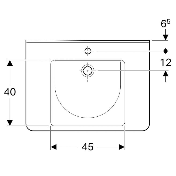 Раковина Geberit Renova Comfort 75х52.5 см, с отверстием под смеситель, с переливом [128575000]