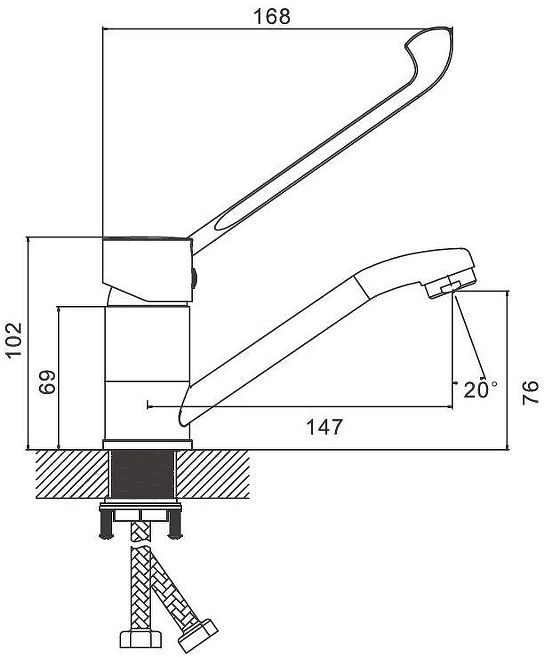 Смеситель для кухни Belz B19019-3 цвет Оружейная сталь