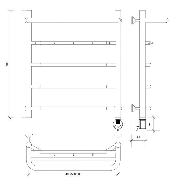 Полотенцесушитель электрический Secado Агата 1 КСП 60x40 хром