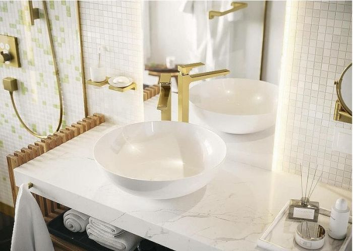 Смеситель для душа Hansgrohe ShowerSelect 15763990 с термостатом Полированное золото