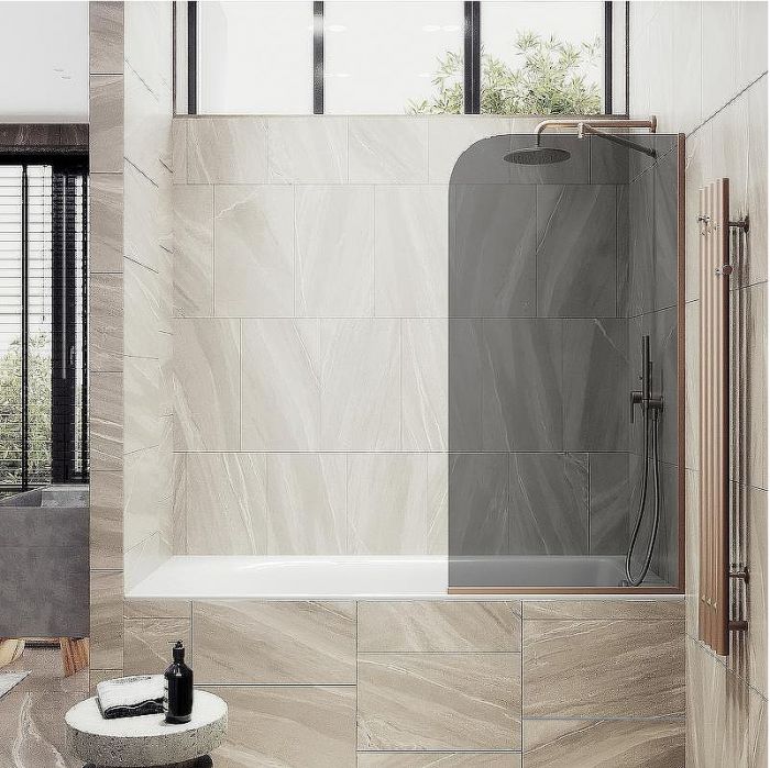 Шторка на ванну Maybah Glass MGV-146-2у 640x1400 в узком профиле Бронза стекло графитовое