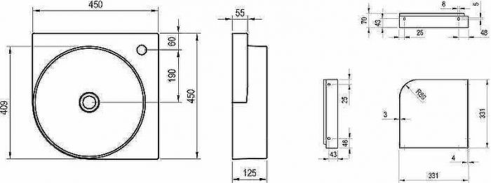 Раковина Ravak Yard 45 C XJX01245000 угловая Белая