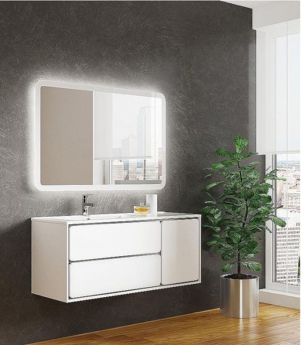 Тумба с раковиной SanVit Бруно-2 120 L kbruno2120Lw подвесная Белая глянцевая