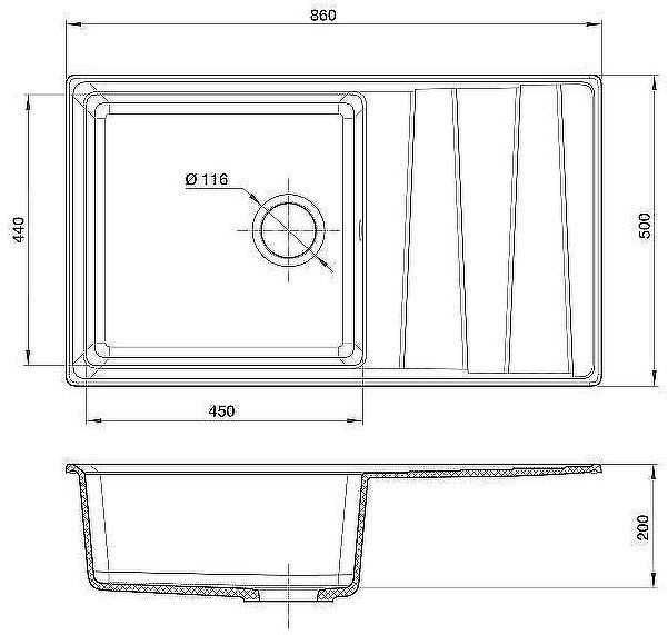 Кухонная мойка GranFest Level GF-LV-860L Топаз