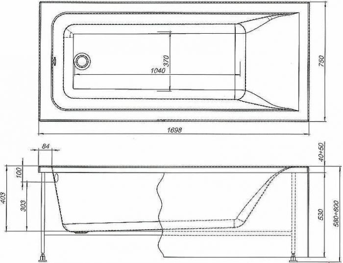 Акриловая ванна Aquanet Bright 170х75 233141 без гидромассажа