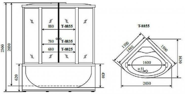 Душевой бокс Timo Comfort 150x150 T-8855F с гидромассажем