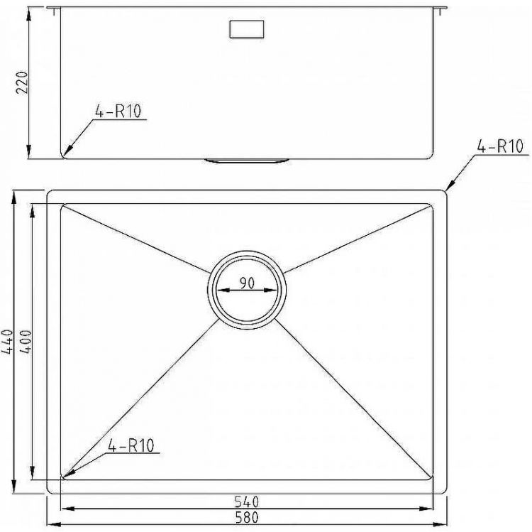 Кухонная мойка Milacio Denia 58 MC.77450 Нержавеющая сталь