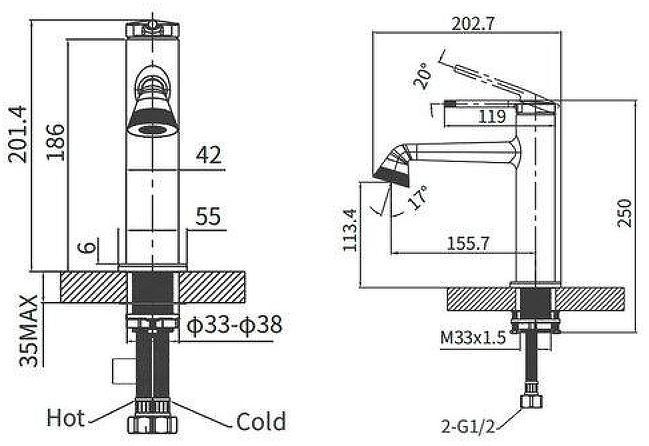 Смеситель для раковины Arrow AMP11855LJ цвет Золото Смеситель для раковины Arrow AMP11855LJ цвет Золото
