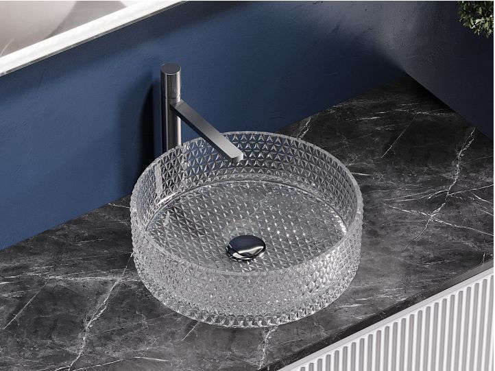 Умывальник CERAMICANOVA Cristal чаша накладная круглая (прозрачная) CN6062 Умывальник CERAMICANOVA Cristal чаша накладная круглая (прозрачная) CN6062