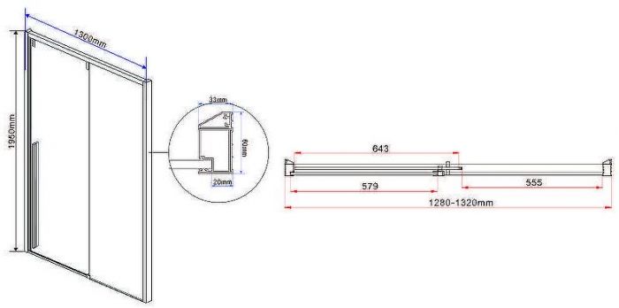 Душевая дверь Vincea Lugano 130 VDS-1L130CLGM-1 профиль Вороненая сталь стекло прозрачное