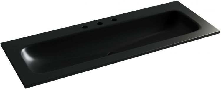 Раковина мебельная CERAMICANOVA Grace прямоугольная 1210x457x137 мм, с 3 мя отверстиями под смеситель, цвет черный матовый, CN7024MB, CN7024MB