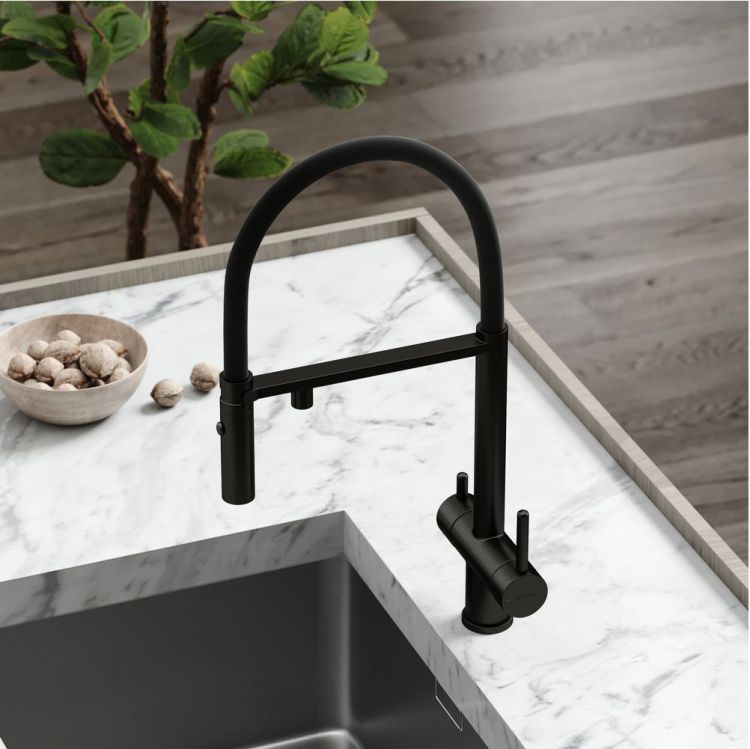 Смеситель для кухни Sancos Imola с гибким изливом, цвет матовый черный/черный, SC4010MB