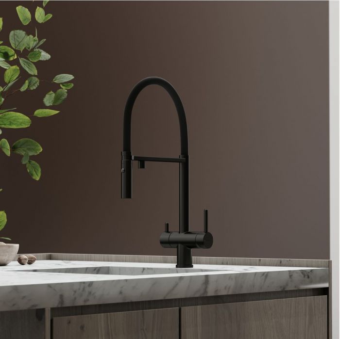 Смеситель для кухни Sancos Imola с гибким изливом, цвет матовый черный/черный, SC4010MB